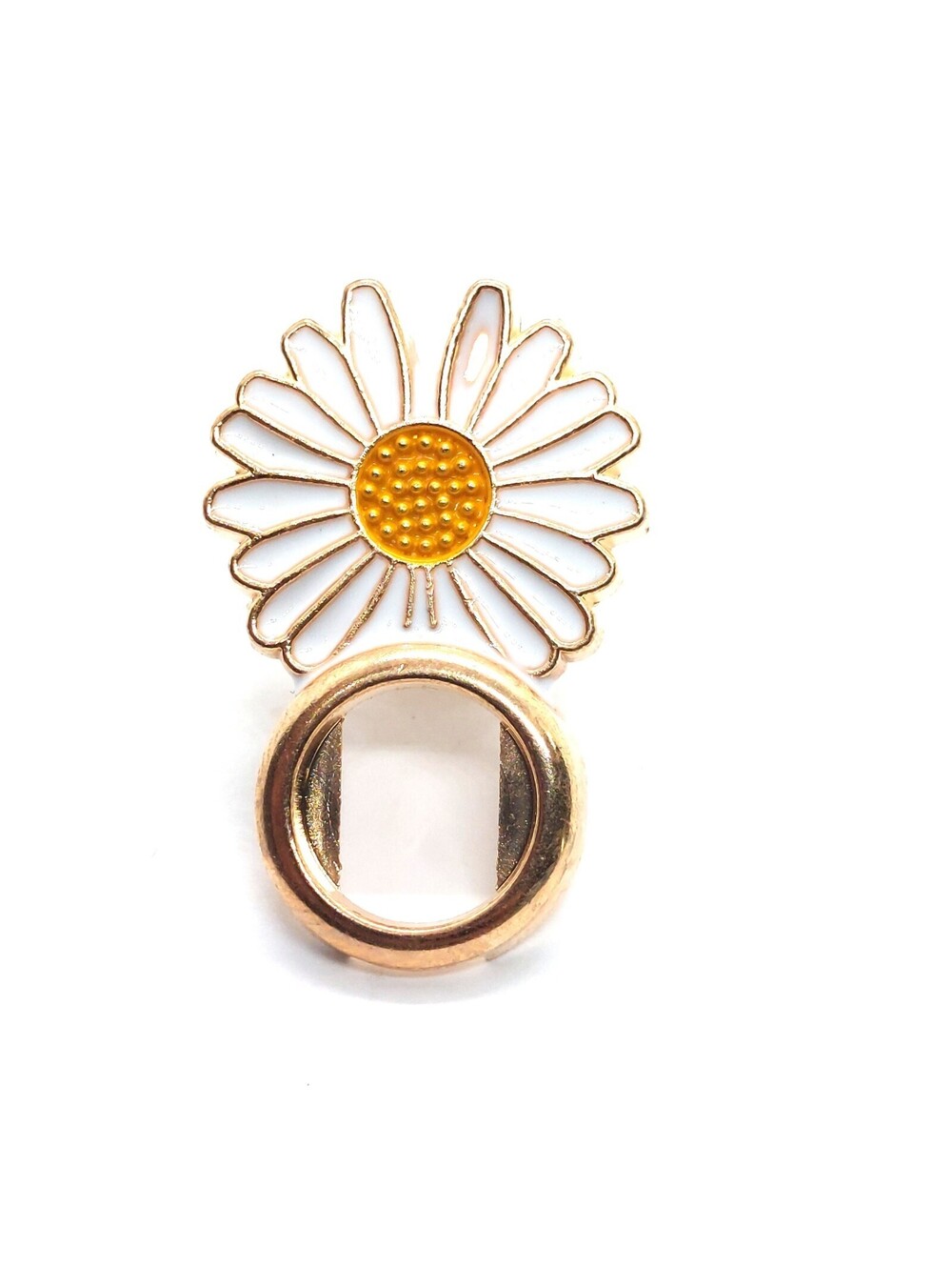 Daisy Flower Pin White Yellow Enamel Gold Tone Spring Floral Vintage Brooch